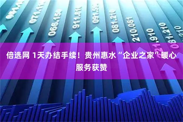 倍选网 1天办结手续！贵州惠水“企业之家”暖心服务获赞