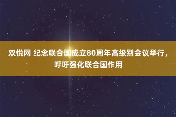 双悦网 纪念联合国成立80周年高级别会议举行，呼吁强化联合国作用