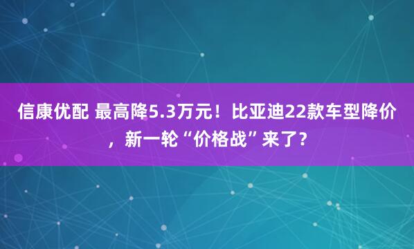 信康优配 最高降5.3万元！比亚迪22款车型降价，新一轮“价格战”来了？
